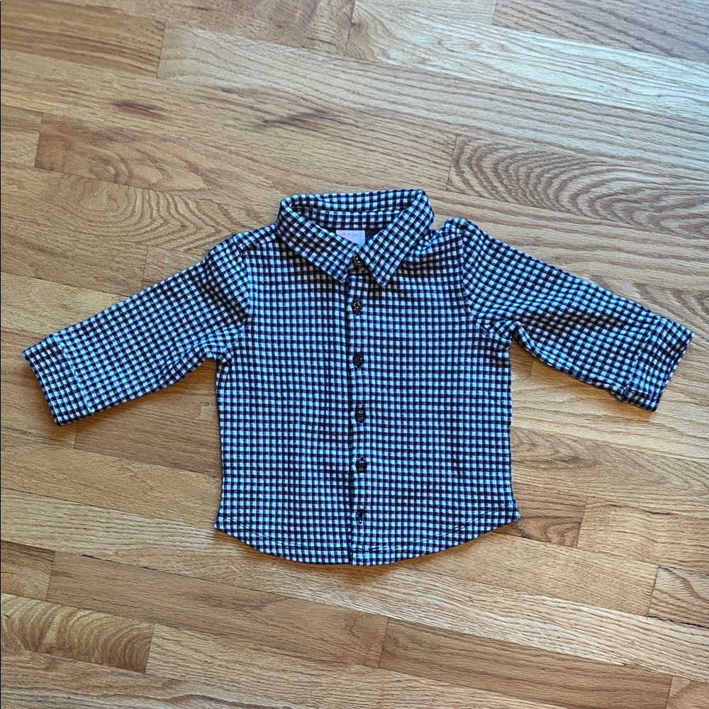 Hanna Andersson - Black and White Checkered Button-Down Shirt with collar - Picture 5 of 10